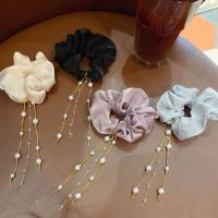 Hair Rope Cloth Solid Color Scrunchies Sweet Pearl Tassel Simple Fresh Hair Circle Hair Accessories