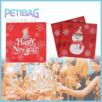 PETIBAG 20pcs Party Supply Table Decor Snowman Cute Printing Paper Napkin Christmas Decoration Towel Serviette