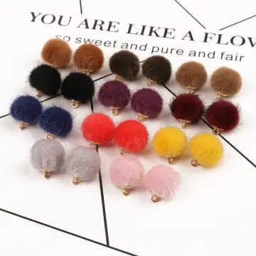 14 Pieces Tatuo Faux Fur Pom Pom Ball DIY Fur Pom Poms for Hats Pom Poms  Keychain Charms Knitting Hat Accessories