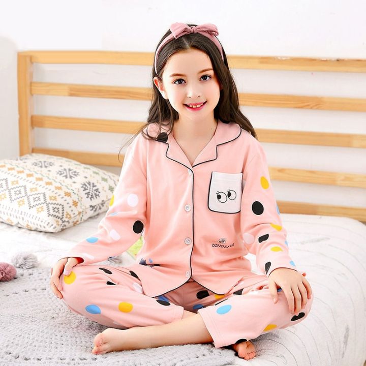 muji-high-quality-childrens-pajamas-womens-fall-and-winter-boys-long-sleeved-cotton-middle-aged-and-older-childrens-girls-princess-baby-autumn-home-clothes-set