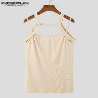 Medussa INCERU Mens Muscle Gym ฟิตเนสแขนกุดแฟชั่นเสื้อถักเสื้อ Tops (สไตล์ตะวันตก)