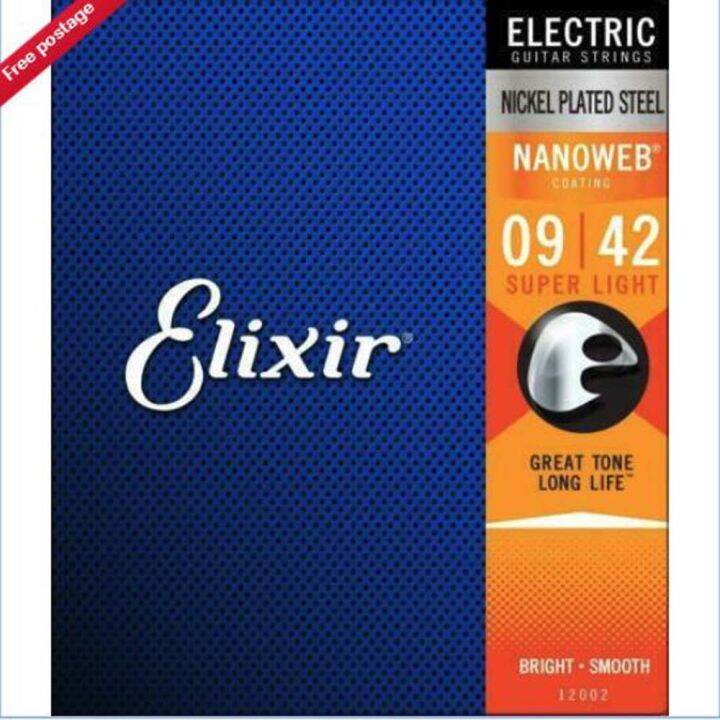 new-elixir-nanoweb-สายเคลือบกีตาร์ไฟฟ้า-6-amp-12-ชุดสายกีตาร์ไฟฟ้าแบบเลือกวัดที่สร้างขึ้นด้วยลวดห่อเหล็กชุบนิกเกิล