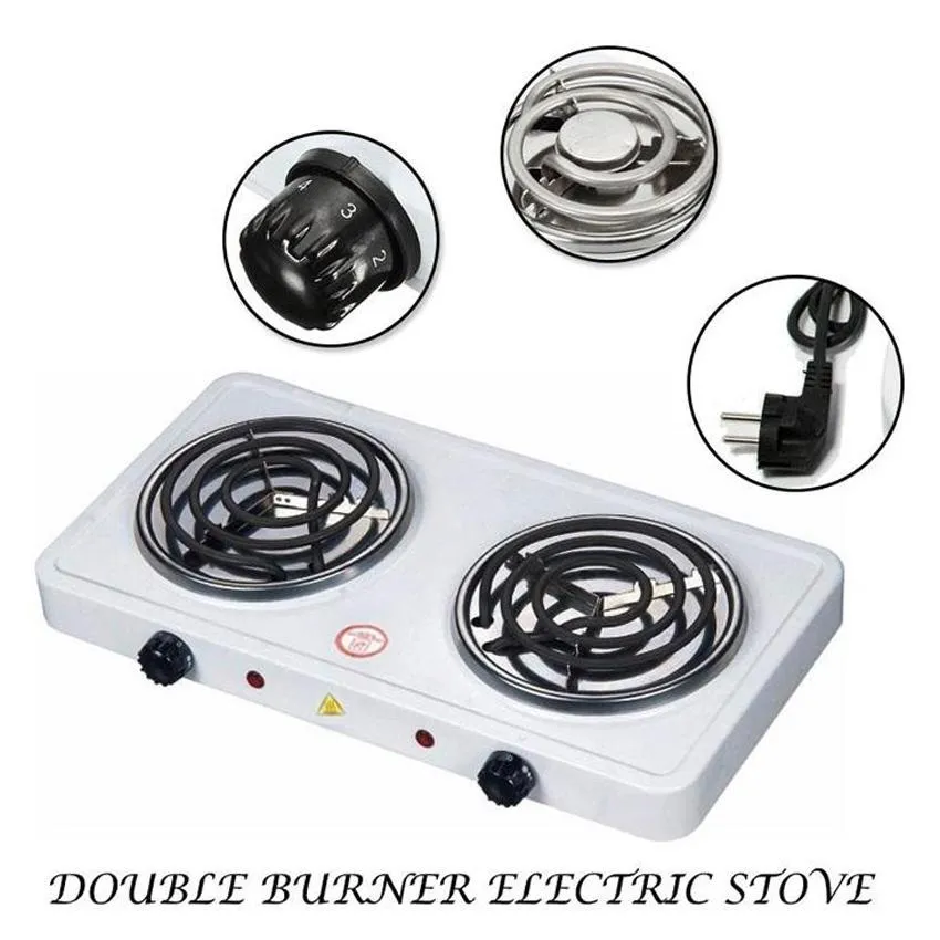 2000W Portable Electric Hot Plate Double 6in Burning Plates Stove Kitchen  Cooker