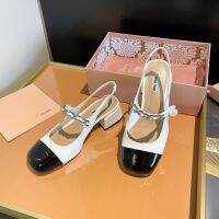 C0D MM Mary Jane Pearl Chain Loafers รองเท้าส้นสูง (ส้นสูง: 4ซม.,7ซม.) 1869