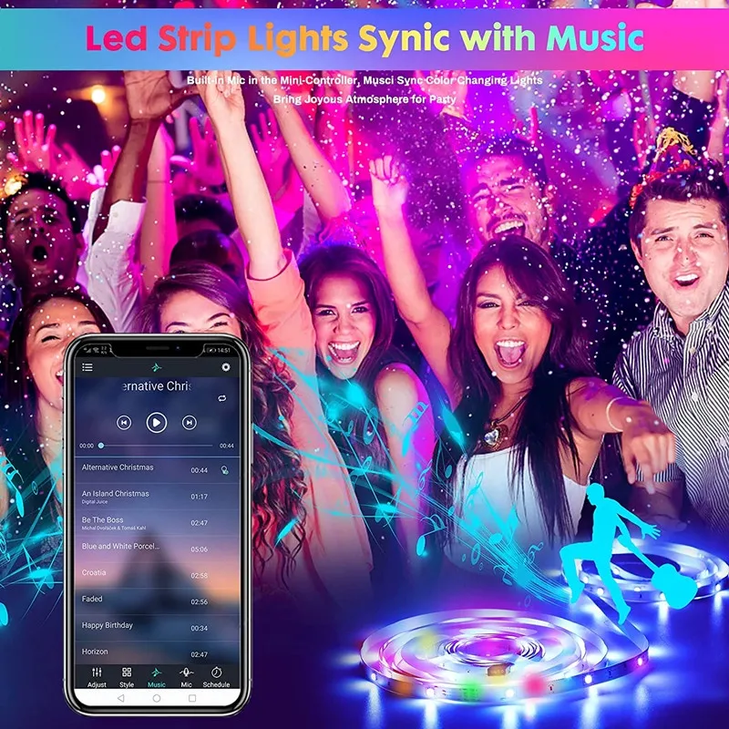 10M Music 5050 LED Strips Light Flexible RGB Lamp Ribbon SMD TV Tape  Waterproof Bluetooth WIFI Controller adapter For app Alexa Lazada PH