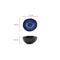 European Irregular Rice Soup Bowl Porcelain Deep Blue Glaze Dessert Noodle Bowl Creative Tableware Steak Dishes Dinnerware