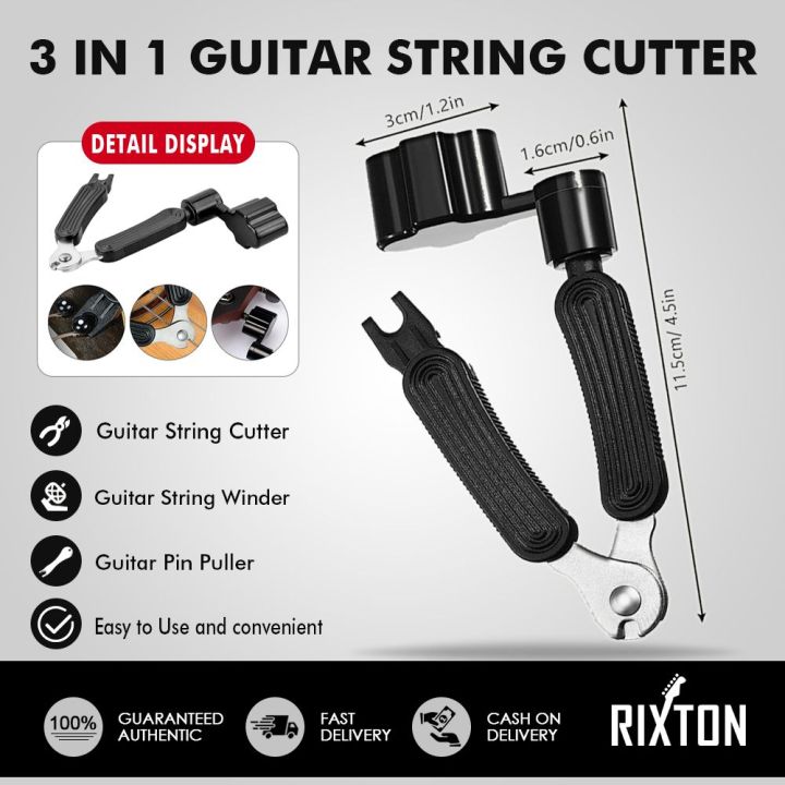 RIXTON 3 in 1 Multifunctional Guitar Tool Guitar String Winder Cutter  Clippers Bridge Pin Puller Peg Winder Guitars Instrument Accessories(Guitar  String Cutter)
