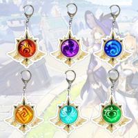 nmiaojudianzishangwuyo Game Genshin KeyChain Pendants 7 Element Weapons of Keyring Accessories