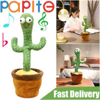 PAPITE【Fast Delievery】Cute Electric Cactus Plush Doll Twist Dancing Toy Sing 3 Song Colorful LED Glowing Funny Early Childhood Education Toys for Kids