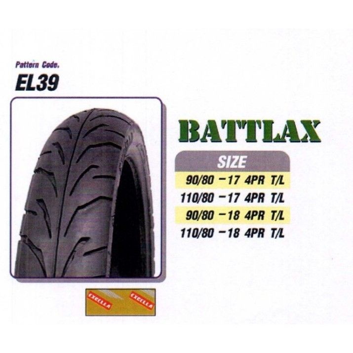 ยางนอก-excella-90-80-17-t-l-el39-battlax-ยางนอกรถจักรยานยนต์-มอเตอร์ไซค์-excella-ขนาด-90-80-17-ไม่ใช้ยางใน-ลาย-el39
