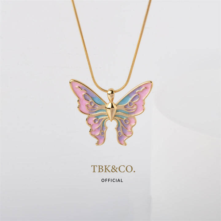 TBK 18K Gold Barbie Fairytopia Elina Butterfly Necklace for Women Fashion Accessories Gift 373n