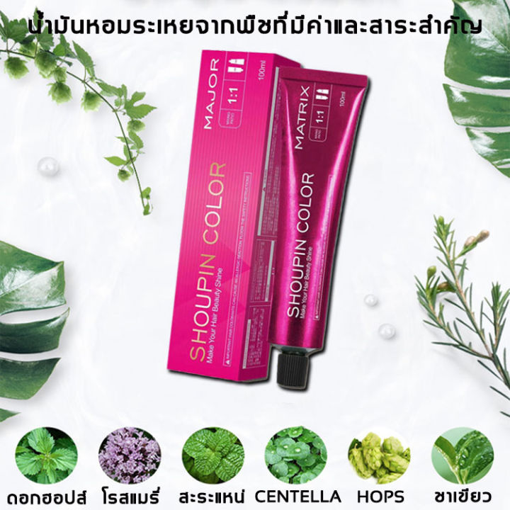 สีเทรนด์-ปี-2022-ขายดีที่สุดในเน็ต-shoupin-100ml-สีย้อมผม-สารบริสุทธิ์จากพืชธรรมชาติ-กลิ่นหอมสดชื่นไ-ทำสีง่ายไม่ทำลายผม-ย้อมสีง่ายที่บ้านก