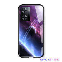 UCUC สำหรับ OPPO A57 5G 2022ปลอก Oppoa57 2022 Oppo A57เคสโทรศัพท์ Fantasy Space Luxury Aurora Moon Starry Elk Casingg กันกระแทก Galaxy Case กระจกนิรภัย Back Cove