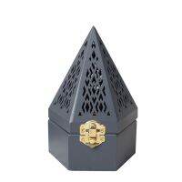 Wooden Incense Burner Holder, Pyramid Incense Cone Storage Box with Fretwork Household Incenser for Yoga/Meditation Room