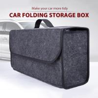 ❀ Lightweight Car Trunk Storage Box Foldable Felt Car Organizer Stowing Tidying Box Black Grey Auto accessories 50x16x24cm