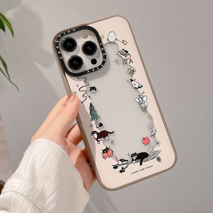 casetify-เคสโทรศัพท์มือถืออะคริลิคแข็ง-เนื้อแมตต์-กันกระแทก-ลายคิตตี้ในป่า-สําหรับ-iphone14-13-12-11-pro-max