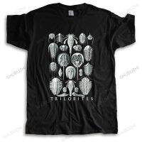 เสื้อยืดเสื้อยืดคอกลมผ้าฝ้ายแบรนด์เสื้อยืดสีดำ Trilobites By Haeckel Fossils Geology เสื้อยืดผู้ชายพิมพ์ลายแขนสั้นใหม่