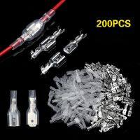 200Pcs/lot 2.8/4.8/6.3mm Wire Connectors Assorted Kit Crimp Female/Male Spade Terminals With Transparent Insulating Sleeves