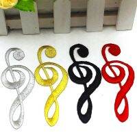 【Moon Musical】5ชิ้นเพลง Clef Note แพทช์เหล็กบนทองสัญลักษณ์ดนตรีเย็บปักถักร้อย Appliques 10เซนติเมตร X 3.5เซนติเมตร