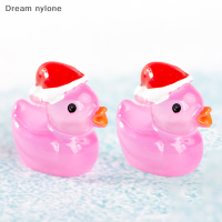 Dream nylone หมวกคริสมาสต์เรืองแสงสีแดงขนาดเล็ก2ชิ้น, หมวกเป็ดขนาดเล็กสำหรับตกแต่งภูมิทัศน์รถยนต์แดชบอร์ดเครื่องประดับบ้าน