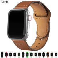 [HOT CHALIUIUILILXWE 607กับ] สายหนังสำหรับสายคาด Apple Watch 44มม. 40มม. 42มม. 38มม. 45มม. 41มม. สร้อยข้อมือหนังแท้ Iwatch Series 5 4 3 2 SE 6 7