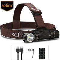 Sofirn SP40 LED Headlamp XPL 1200lm 18650 USB Rechargeable Headlight 18350 Flashlight with Power Indicator Magnet Tail