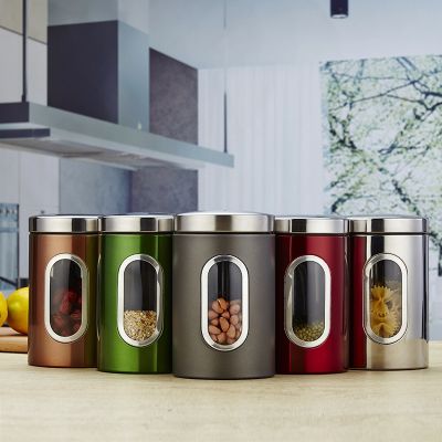 hotx【DT】 1/3 Pcs Storage Jar With Lid Tools Canisters Jars Pots Tins