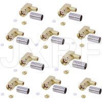 10PCS RF connector RP-SMA male right angle Crimp for RG58 RG142 LMR195 Coaxial Cable RP-SMA-JW-3 fast ship