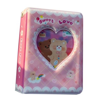 SHANINY กล่องใส่นามบัตรหมีขนาดเล็กรูปหัวใจ20ชิ้นกล่องเก็บโปสการ์ดอัลบั้มรูปแบบ Kpop ถุงแขนกระเป๋าใส่บัตรสะสมอัลบั้มภาพถ่าย