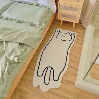 Imitation Wool Bedside Area Rug Cartoon Animal-shaped Carpet Bedroom Decoration Floor Mat Non-slip Absorbent Bathroom Door Mat