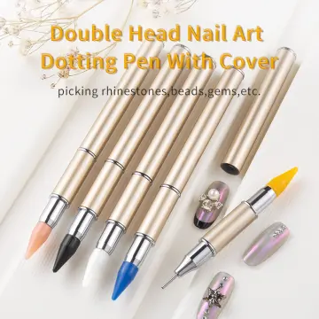 1Pc Dual Head Rhinestones Pick Tool Acrylic Metal Dotting Wax Pen  Rhinestones Gem Picker Crystal Picking Nail Art Studs Dotter