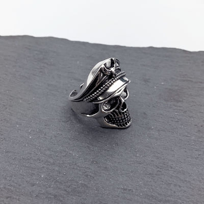 [COD] Thai Silver Creative Personality Domineering Punk Skeleton Officer Opening Ring Hip Hop Bohemian Street Ring Tide
