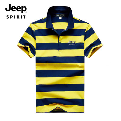 JEEP SPIRIT Mens Short-sleeved T-shirt Cotton Thin Section Business Lapel Fashion Polo Shirt Casual