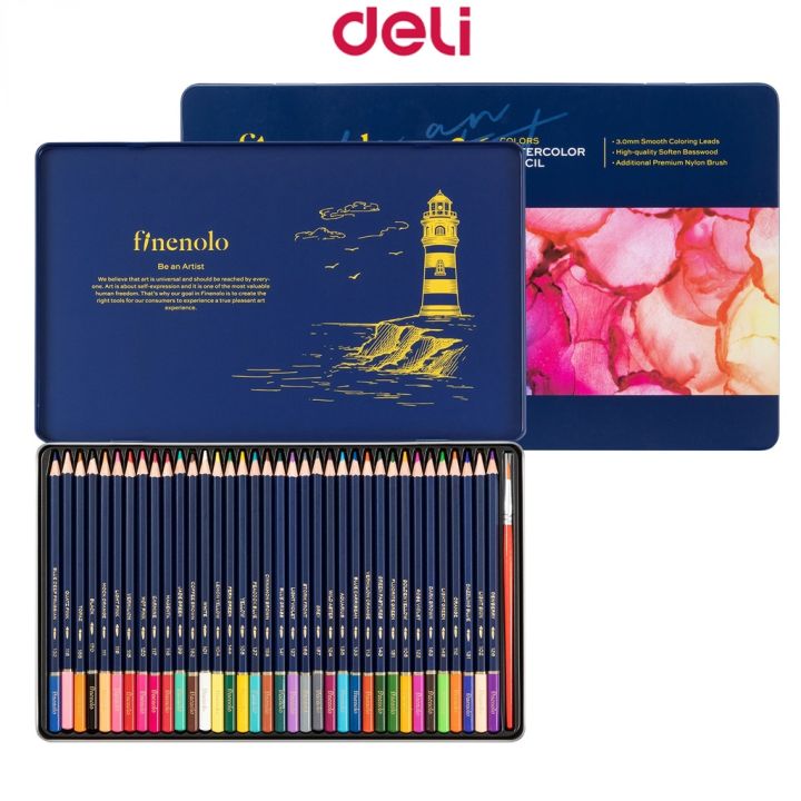 Deli Color Pencil Water Soluble 24 36 48Colors Watercolor Pencils Drawing  School for Kids Coloured Pencils