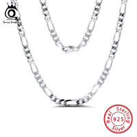 ORSA JEWELS Italian 925 Sterling Silver 5.0mm Diamond-Cut Figaro Chain Necklace Sterling Silver Men Necklace Chains Jewelry SC34