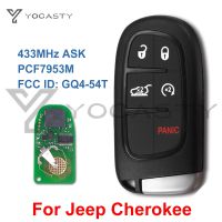 YOCASTY รถที่ห้อยกุญแจ GQ4-54T 433Mhz 5ปุ่ม ID4A ศิลปะสำหรับ2014 2015 2017 Jeep Cherokee 68141580 AC AF AG AB AB PCF7953M