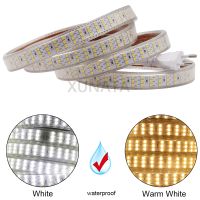 ▥✚ Three Row 220V SMD2835 LED Strip 276Leds/m IP67 Waterproof Led Strip Rope Light Super bright Flexible Led Ribbon Tape EU Plug