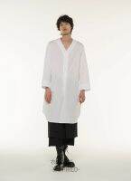 New mens clothing Hair Stylist Designer Show Street Medium and long V collar girdling Shirt Coat plus size costumes