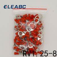 วงกลมสีแดง RV1.25-8 22-16 AWG 0.5-1.5Mm2ฉนวนเทอร์มินัลเชื่อมต่อฝาครอบกันฝุ่น100ชิ้น/แพ็ค RV1-8 RV