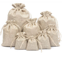 5Pcs Linen Jute Sacks Drawstring Gift Bags Wine Bottle Cover Wrap Gift Pouch Home Storages Wedding Birthday Wholesale