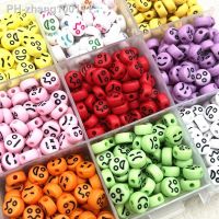 100pcs/lot 7x4mm Oval Shape Smiling Face Emoticons Beads Acrylic Loose Spacer Beads for Jewelry Making DIY Bracelet Accessories