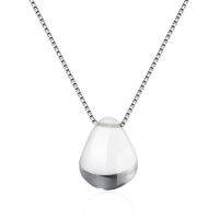 New Arrival 100 925 Sterling Silver Trendy Water Drop Shiny Crystal Ladies Pendant Necklace Short Box Chains Birthday Gifts