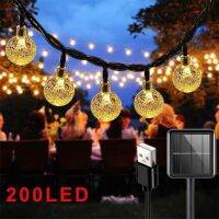 ❡ New Super Long Solar/USB String Lights Outdoor 200 LED Crystal Globe Lights 8 Modes Waterproof for Garden Home Party Christmas