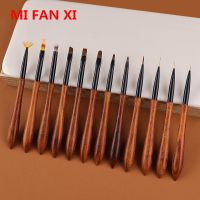 12 Style Nail Art Brush Wooden Round Drawing Painting Flat Pen Acrylic Extension UV Gel Polish Manicure Tool Design Tips