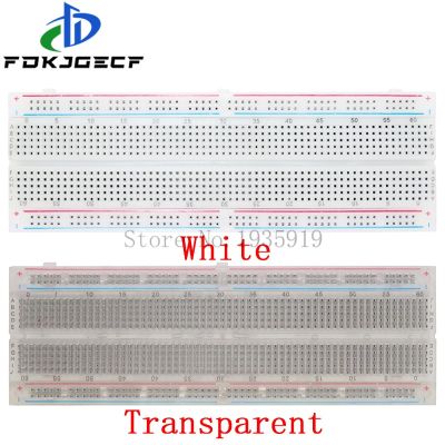 MB-102วงจรรวมทดลองอิเล็กทรอนิกส์แบบ DIY แผ่นตัดขนมปัง830จุด PCB แบบบัดกรีสีขาว/โปร่งใส MB102