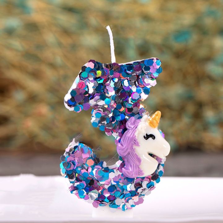 purple-rainbow-horse-unicorn-baby-birthday-candle-decorations-shiny-rhinestone-wedding-smokeless-candle-toppers-baking-supplies