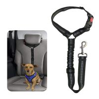 Dog Seat belt Adjustable Headrest Car Seatbelt with Elastic Bungee Buffer Reflective Pet Seat Belt Dog Car Safety Harness Leads Collars