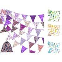 I240 Feet Fabric Bunting Banner Vintage Bunting Flag Floral Pennants Triple-cornered Flags for Birthday Wedding Party