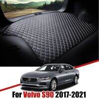 Alas Bagasi Mobil หนังสำหรับ Volvo S90 S90L 2017 2018 2019 2020 2021ถาดไลเนอร์กระบะแผ่นผ้าคลุมรองเท้าบู๊ทอุปกรณ์ตกแต่งรถยนต์ตกแต่ง