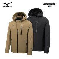 Mizuno เสื้อแจ็คเก็ตนิ่มเป็นคู่ฤดูใบไม้ร่วงและฤดูหนาวสำหรับผู้ชาย,เสื้อโค้ทมีฮู้ดผ้าฟลีซลำลองใส่กลางแจ้งเสื้อเสื้อคาร์ดิแกนกันน้ำสำหรับผู้ชาย